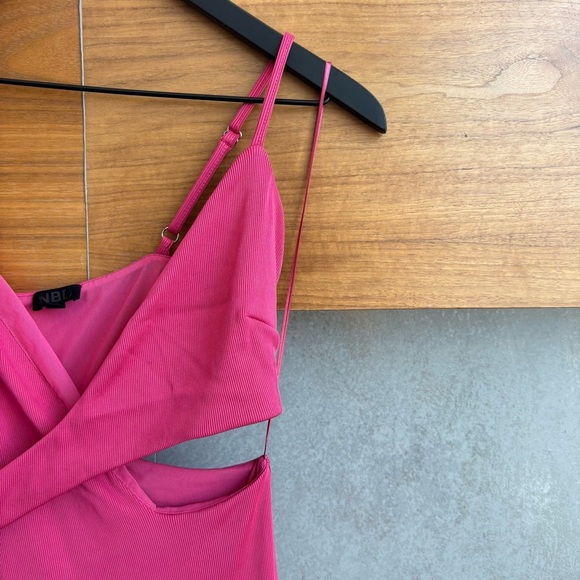 NWOT NBD Titan Gown in Fuchsia Side Cut Out Maxi Dress, Size S - Picture 5 of 16